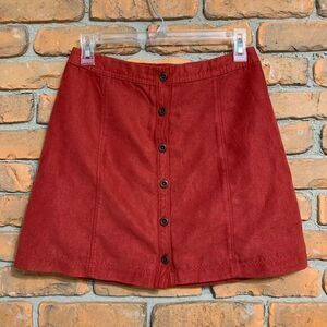 Hollister Skirt Women's Size 1 Red Button Front A-Line Mini Skirt‎ Microsuede